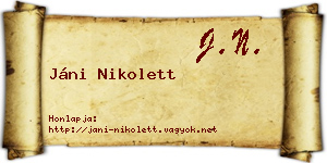 Jáni Nikolett névjegykártya