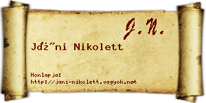 Jáni Nikolett névjegykártya